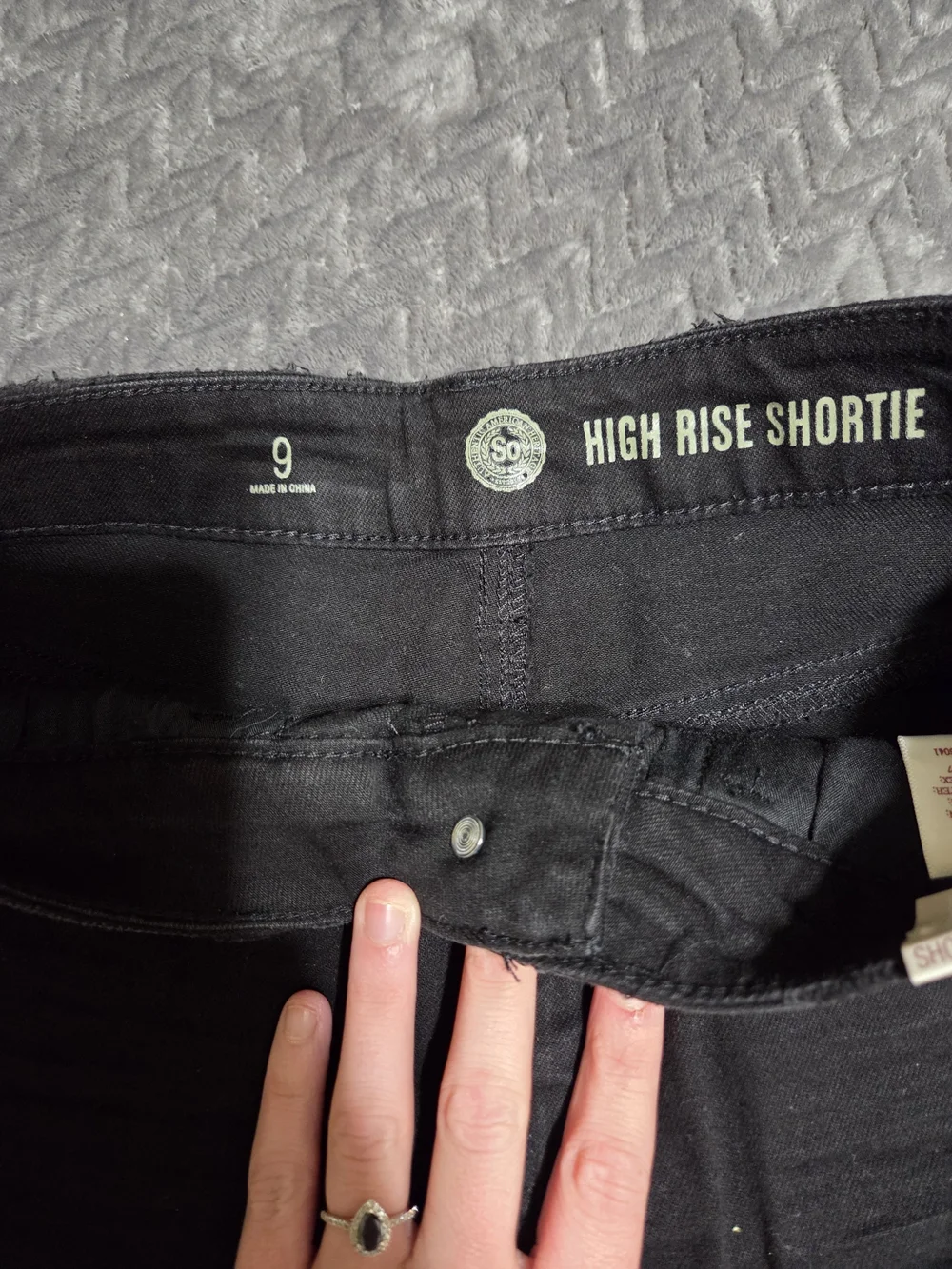 SO Black Distressed Cuffed Denim Shortie Shorts